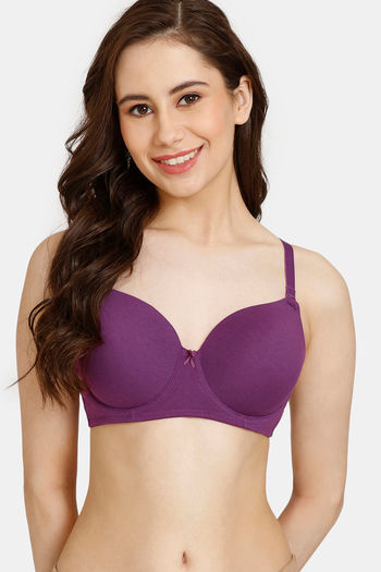 Buy Rosaline Padded Wired 3/4th Coverage T-Shirt Bra - Grape Juice